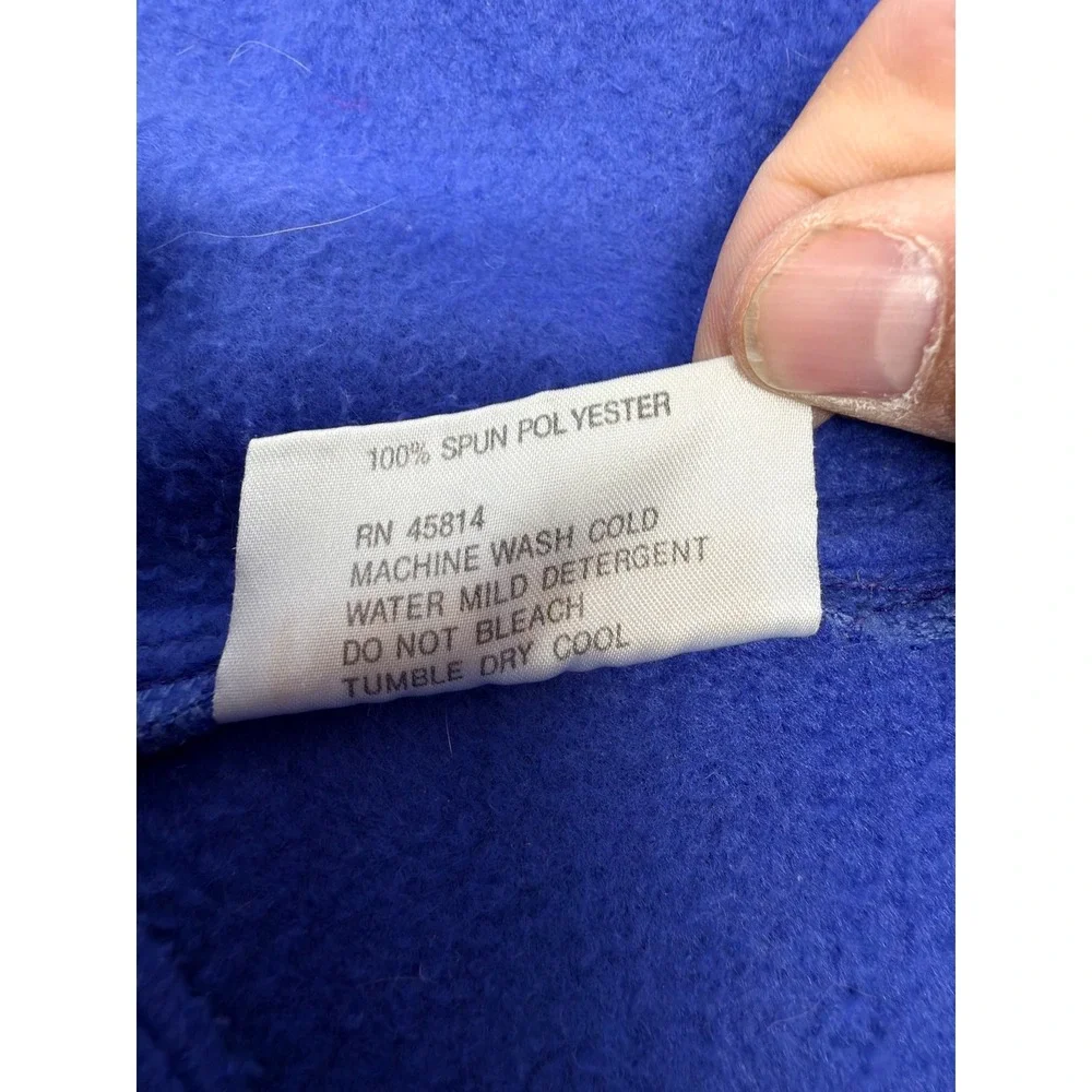 Vintage 80s Normandee Rose Blue Fleece Pullover Shawl Neck Sweatshirt Medium‎